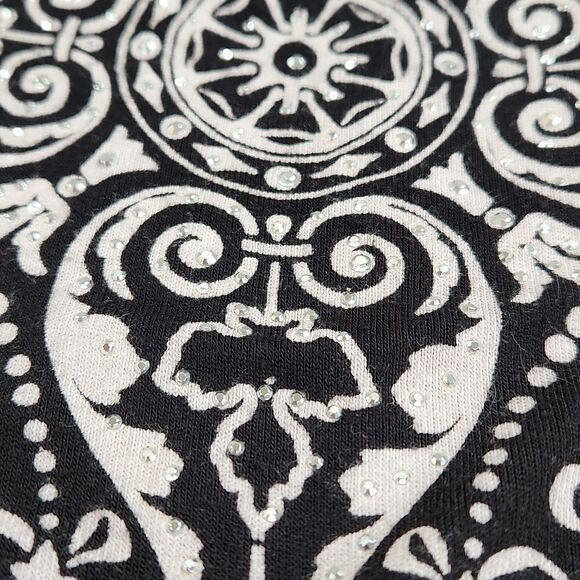 💜B.L.E.U. Black & White Print Tunic Sleeveless Blouse Small - Picture 6 of 10